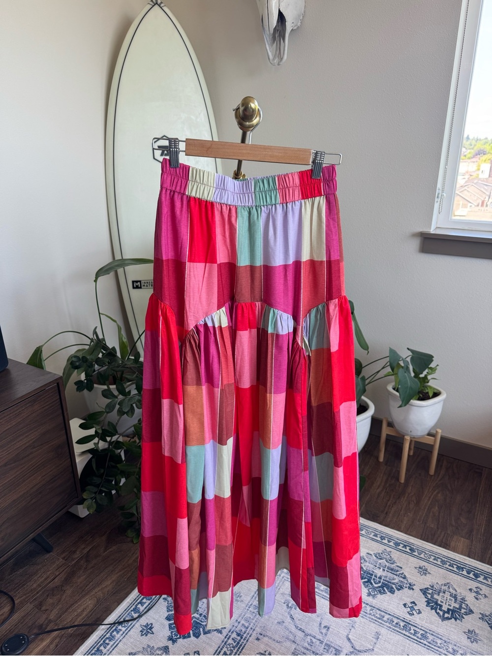 NWOT colorful plaid maxi skirt